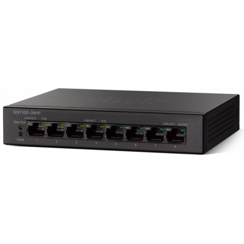 [SF110D-08HP-EU] ราคา ขาย จำหน่าย CISCO SF110D-08HP 8-Port 10/100 PoE Desktop Switch
