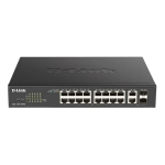 [DGS-1100-18PV2] D-Link 18-port Gigabit Smart Managed PoE (130W) Switch with 2-port Gigabit Combo Uplinks