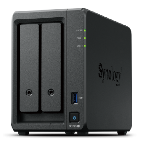 [DS725+] Synology 2-bay Plus series model (up to 7 bay) with AMD Ryzen V1500B, 8 GB DDR4 SODIMM and is upgradeable to 32 GB,Built-in two M.2 NVMe slots and 1 x 2.5GbE and 1 x 1GbE RJ-45 LAN port