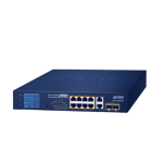 [FGSD-1022VHP] Planet 8-Port 10/100TX 802.3at PoE + 2-Port Gigabit TP/SFP Combo Desktop Switch with PoE LCD Monitor