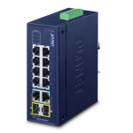 [IFGS-1022TF] Planet Industrial 8-Port 10/100TX + 2-Port Gigabit TP/SFP Combo Ethernet Switch