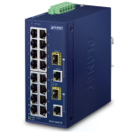 [IFGS-1822TF] Planet Industrial 16-Port 10/100TX + 2-Port Gigabit TP/SFP Combo Ethernet Switch